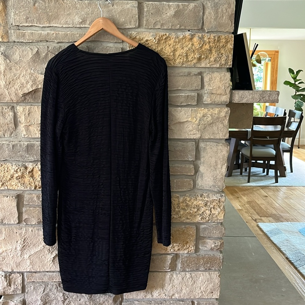 H&M Black Ruched V-Neck Long Sleeve Mini Dress Size Xl - Picture 8 of 10